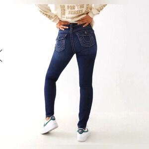 True Religion Jennie Mid Rise Flap Curvy Skinny Jean Horseshoe Y2K Rockabilly